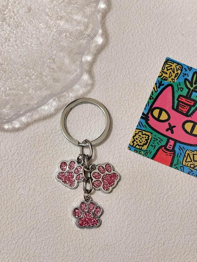 Aesthetic Metal Claw Keychain Cute Key Rings Charms for Women Kawaii Dog Cat Pet Gifts for Bag Backpack Car Keys