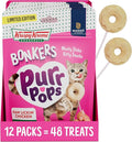 Bonkers Purrpops Krispy Kreme Limited-Edition Freeze-Dried Chicken Flavored Lollipop Cat Treats, 4 Pieces (Pack of 12)