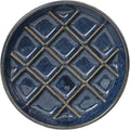 Ceramic Slow Feeder Bowls 6 Inch Shallow Whisker Friendly Food Bowls Grid Dishes Pet Plate for Cat and Puppy, Dishwasher Safe (Dark Blue)