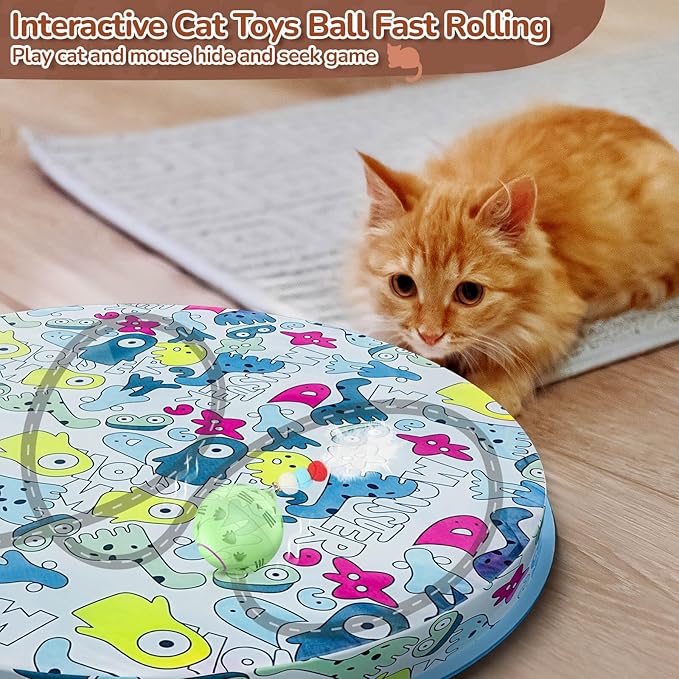 Interactive Cat Toys Ball: Fast Self Rolling Ball in Pouch, Automatic Motion Activated Moving Toys Hide and Seek Game Pet Exercise Kicker Cat Toys for Bored Indoor Kittens Adult Cat