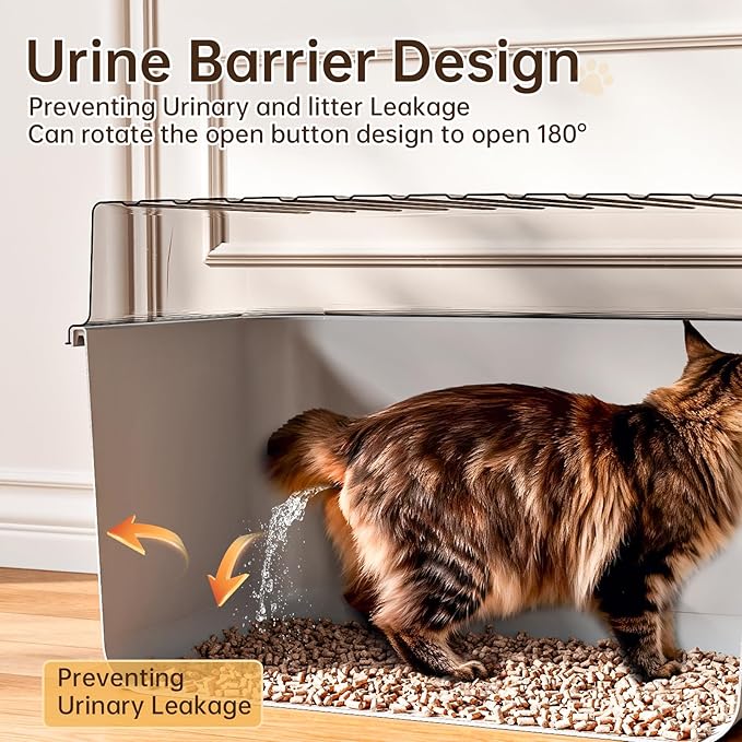 Oneluck XXXL Cat Litter Box with Lid,Extra Large Cat Litter Box for Big & Multiple Cats, Removable Transparent Cover, Anti-Urine Leakage | High Sided & Includes Litter Mat & Scoop