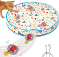 Interactive Cat Toys, Fast Rolling Ball in Play Mat, Automatic Motion Activated Ball Hide and Seek for Cat Indoor Toys, Mouse Catching Game Boredom Relief, 28" Mat