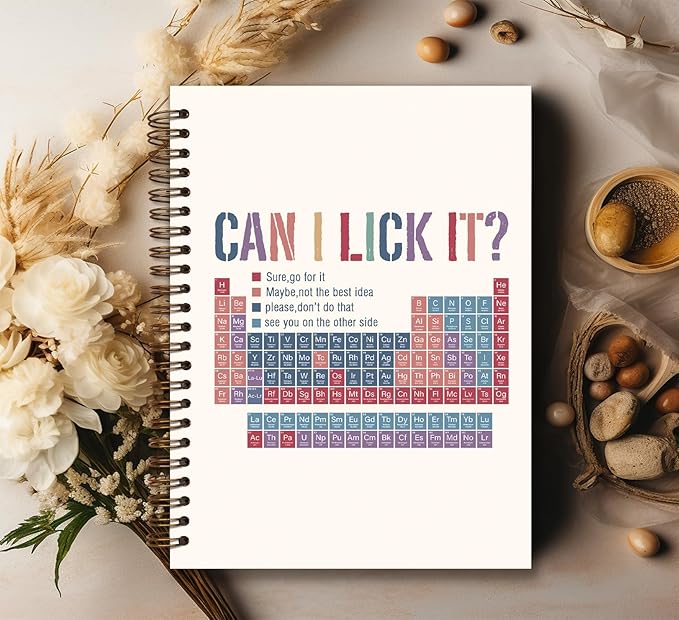 KDHTY Chemistry Notebook Science Teacher Gifts,Periodic Table Laboratory Notebooks Journal for Student,Can I Lick It Periodic Table Funny Science Teacher Appreciation Gifts,5.5x8.3 Inch