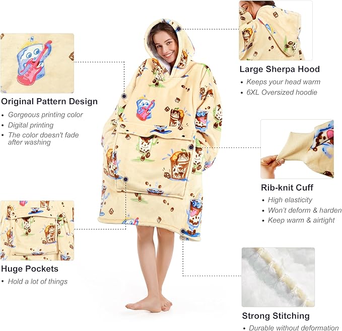 Narecte Cozy Oversized Blanket Hoodie Wearable Blanket Adults Soft Hooded Blanket Hoodie Birthday Gifts for Women Christmas
