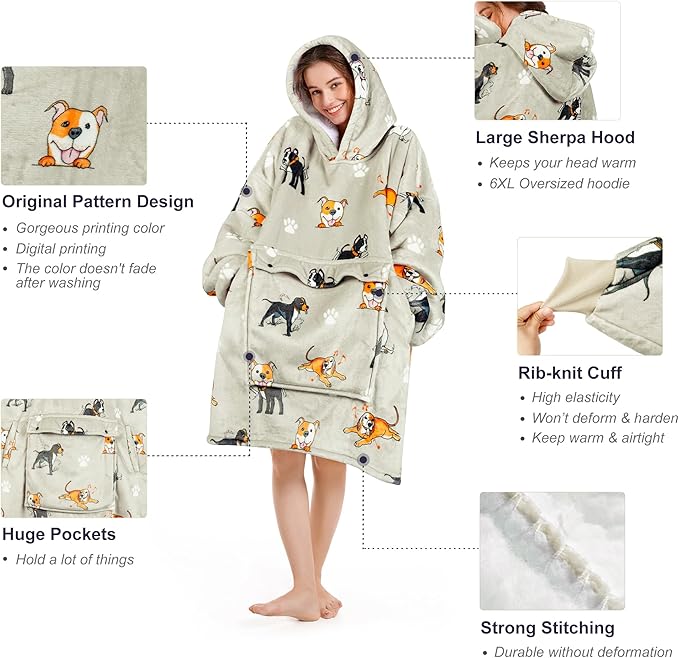 Narecte Cozy Oversized Blanket Hoodie Wearable Blanket Adults Soft Hooded Blanket Hoodie Birthday Gifts for Women Christmas