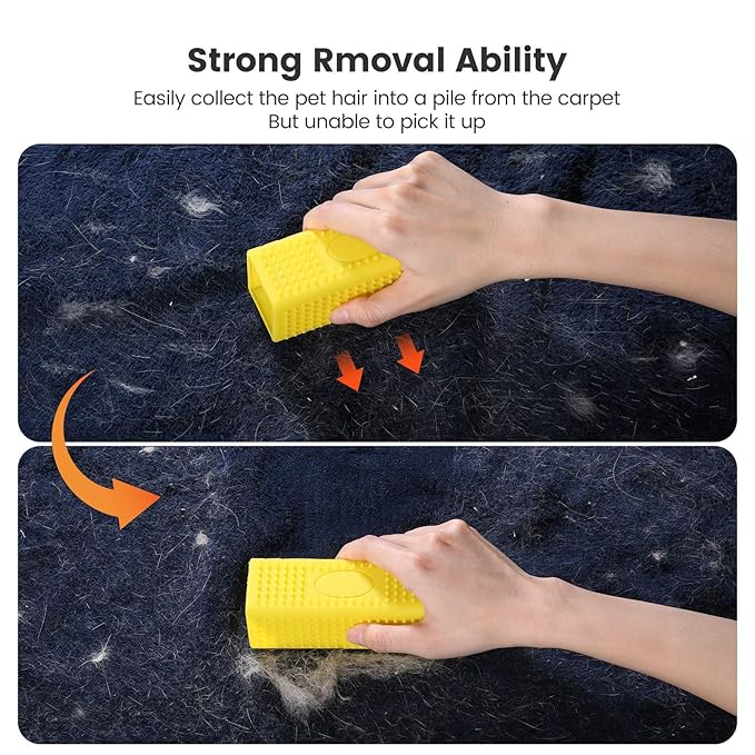 2-Pack Pet Dog Cat Hair Remover for Cars Furniture Carpet Block Roller Sofa Hollow Rubber Cleaner Brush