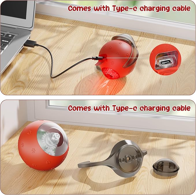 Interactive Cat Toy Ball – Firefly Automatic Moving Electric Kitten Toy with 2 Feather Tails, 3-Speed Modes, USB Rechargeable, Chirping Sounds & Motion Activation for Bored Cats