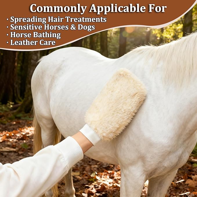 Horse Grooming Brushes & Mitts, Soft Fleece Grooming Glove & Wash Mitt, Fur Polishing Glove, Horse Bit Wipes & Cloth
