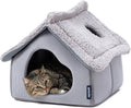 Pelzin Cat Houses for Indoor Cats - Large Cat Cave Bed with Removable Support Foam and Washable 2-Side Mat - Covered Cat Bed for Cat Hideaway - Enclosed Cat Hideout for Kitten and Small Pet, Grey