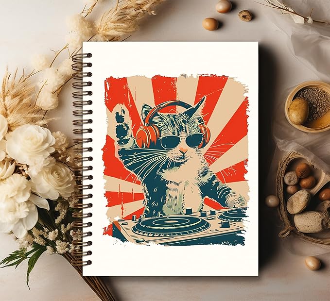 KDHTY Cute Cat Planner Journal Spiral Notebook for Teen Girls,Cat Stationary for Women Girls,Cats Diary School Notebooks for School Aesthetic,Cat Lover Gifts for Women,Hardcover Lined Notebook 5.5 x 8.3