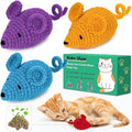 Retro Shaw Catnip Toys Crochet Mice Cat Toys, 3 Pcs Durable Yarn Cat Mouse Toys for Indoor Cats, Stuffed with Natural Catnip & Silvervine Blend, Handmade Interactive Kitten Chew Toy for Teeth Cleaning