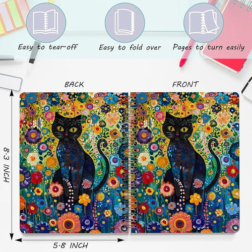 2 Packs Cat Spiral Notebook Aesthetic College Ruled Journaling Notebooks Cat Themed Gifts for Women Teacher Educator Cute Hardcover Notebook Journals for Writing Classroom Office Home Supplies