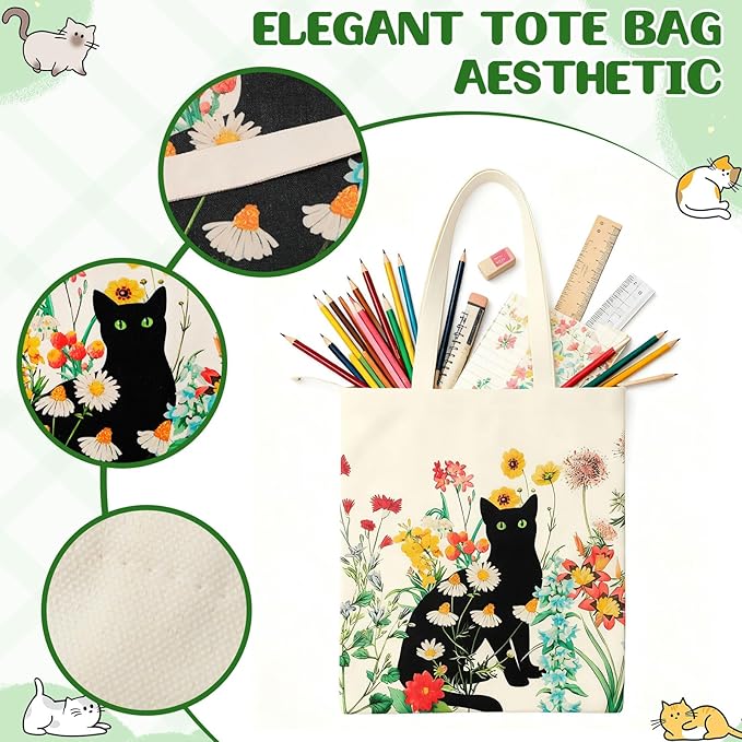 Cat Lover Gift Set for Women, 25 Pack with Tote Bag, Socks, Pens, Sticky Notes, Paper Clips and Crochet Coasters, Teacher Appreciation Gifts for Women, End of School Year