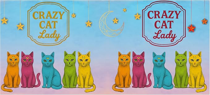 5Aup Crazy Cat Lady Mug Gifts 11oz – 5 Neon Cats & Starry Sky Ceramic Cup, Cat Mum Keepsake, Whimsical Coffee Tea Mug for Birthdays Any Day