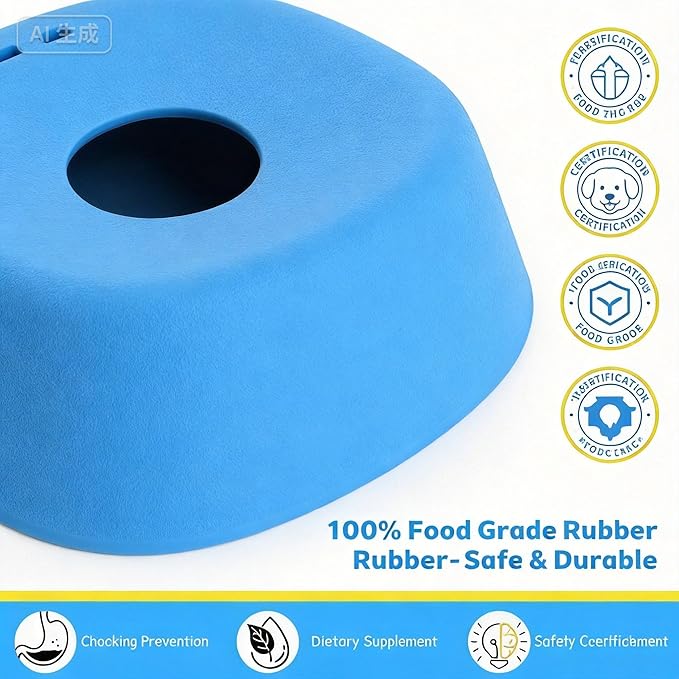Slow Feeder Dog Bowl with Ball, Anti-Slip for Dogs Cats, Interactive Licking Toy for Liquid Treats Yogurt Bone Broth, Puppy Post Surgery Feeding Supplies (Blue)