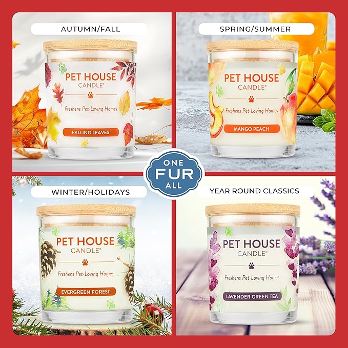 Pet House Scented Candle Plant Based Pet Odor Candle Clean Burning, Long Lasting for Home, Holidays Fur All