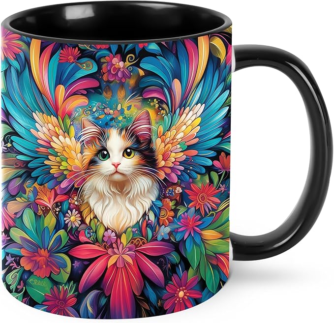 Cat Coffee Mug 11oz Ceramic Tea Cup With Handle Funny Porcelain Mugs for Women Dishwasher Microwave Safe