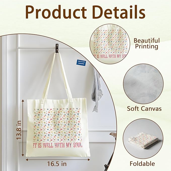 Tote Bag For Women Man, Reusable Work Shopping Grocery Shoulder Bags