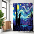 The Starry Night Shower Curtain Wall Decor,Funny Black Cat Shower Curtains for Bathroom,Cats Lovers Gifts,Aesthetic Waterproof Polyester Bath Art Decorative,72x72 in