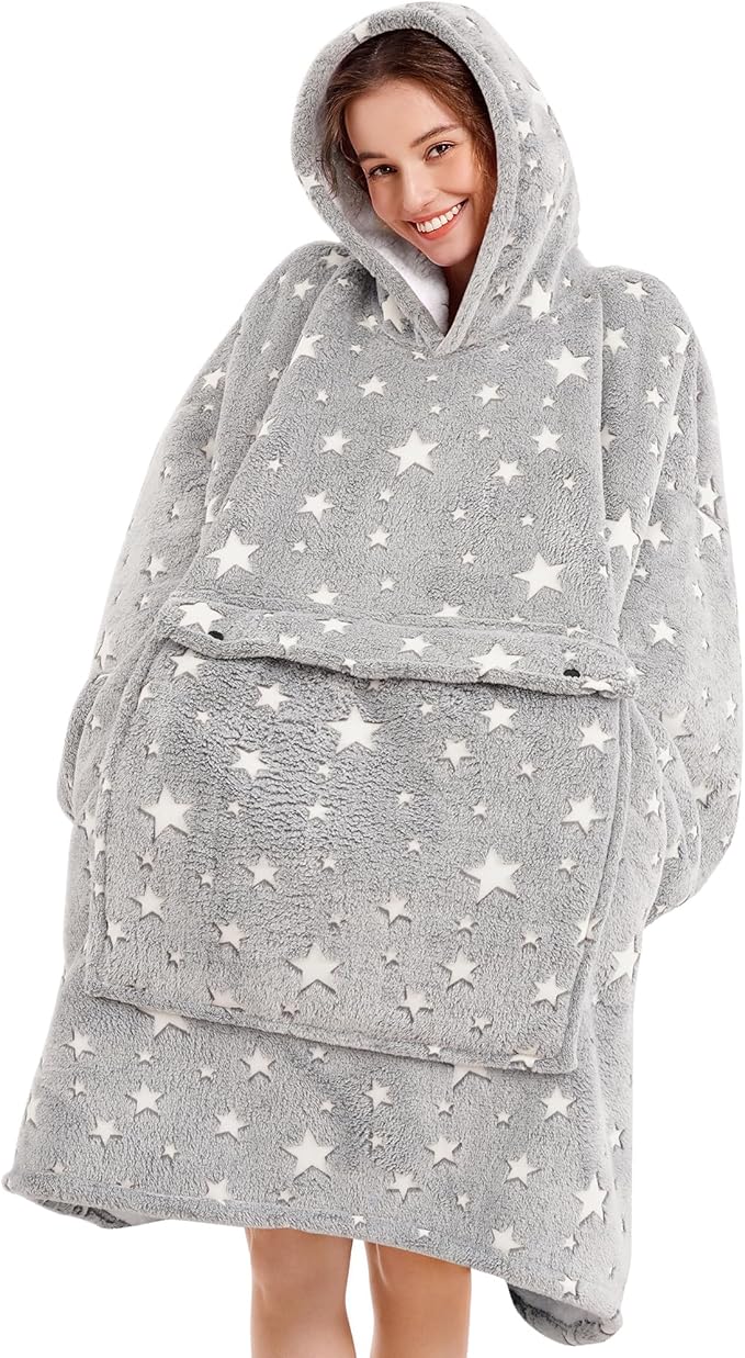 Narecte Cozy Oversized Blanket Hoodie Wearable Blanket Adults Soft Hooded Blanket Hoodie Birthday Gifts for Women Christmas