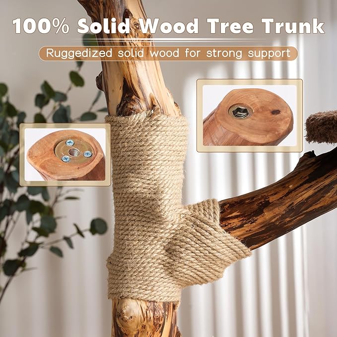 Modern Cat Tree for Indoor Cats,54.7'' Tall Luxury Treehouse Cat Tower with Wood Scratching Posts for Decoration,3 Level Condo with Soft Perchs,Viewing Bed,Heavy Duty Wide Base for Small Large Cats