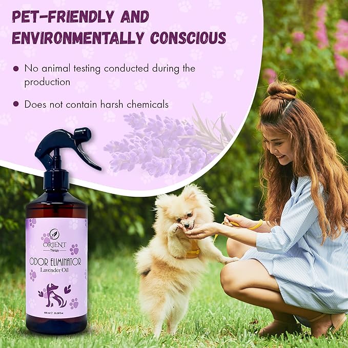 Pet Odor Eliminator Spray with Lavender Fragrance - Smelly Odor Remover & Deodorizer - Dog & Cat Stain Cleaner for Carpet, Bathroom, Car, Home & Office - 600ml