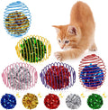 Jecery 5 Pcs Cat Spring Balls Toys Stretchable Rolling Balls Colorful Playful Coils Interactive Action Toy Caged Rats for Kitten Pet Supplies (Crinkle Ball,Multicolor)