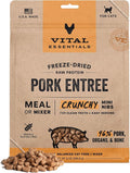 Vital Essentials Freeze Dried Cat Food, Raw Pork Crunchy Mini Nibs | Complete Meal or Topper | 96% Pork, Organs & Bone | Limited Ingredient, High Protein, Grain Free Dry Cat Food | 8 oz Bag