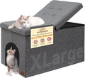 Cat Litter Box Enclosure Furniture for Odor Control, Hidden Cabinet Cats Litter Ottoman with Flip-Up Lid,Cat Litter Box Bench with Storage Space, Dog Proof(Grey, X-Large)