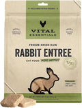 Vital Essentials Freeze Dried Cat Food, Raw Rabbit Mini Patties | Complete Meal or Topper | Easy to Portion and Rehydrate | High Protein, Grain Free Dry Cat Food | 15 oz Bag