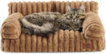 Hollypet Fluffy Dog Cat Bed Pet Couch Beds Plush Soft Warming Washable Puppy Bed for Small Medium Dogs and Large Cats, Brown, 24" L x 18" W x 10" Th