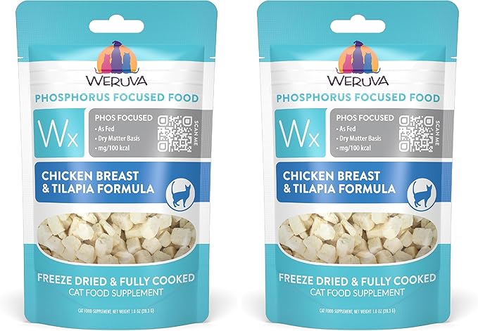Weruva Wx Phos Focused Freeze Dried, Chicken Breast & Tilapia Formula, 1oz Bag (Pack of 2)