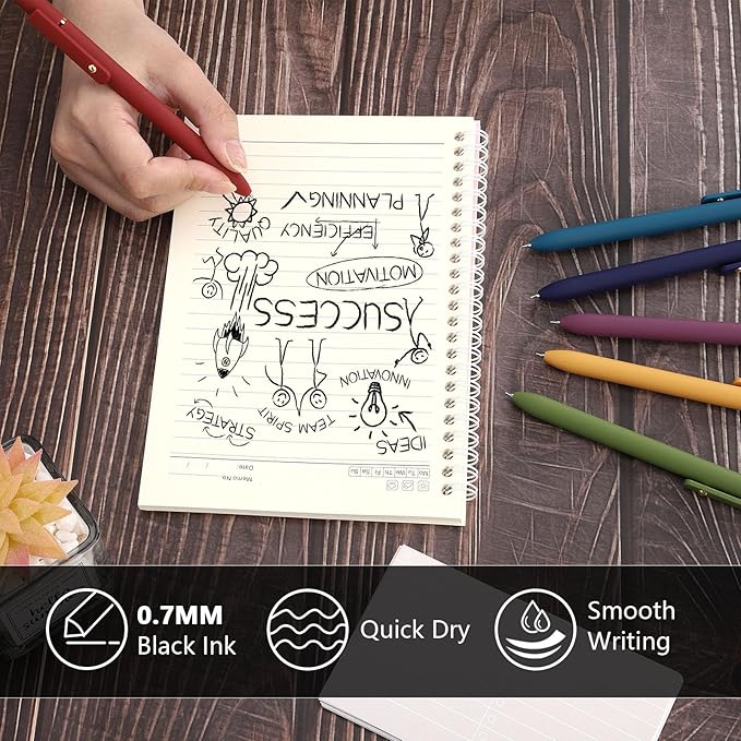 FIOVER Gel Pens, 6pcs 0.7mm Fine Point Black Ink, Smooth Writing Pens for Journaling, Nurse Aesthetic Cute Office School Supplies, Gifts for Women and Men (6Pcs Gold Vintage -Black ink) (Pack of 2)