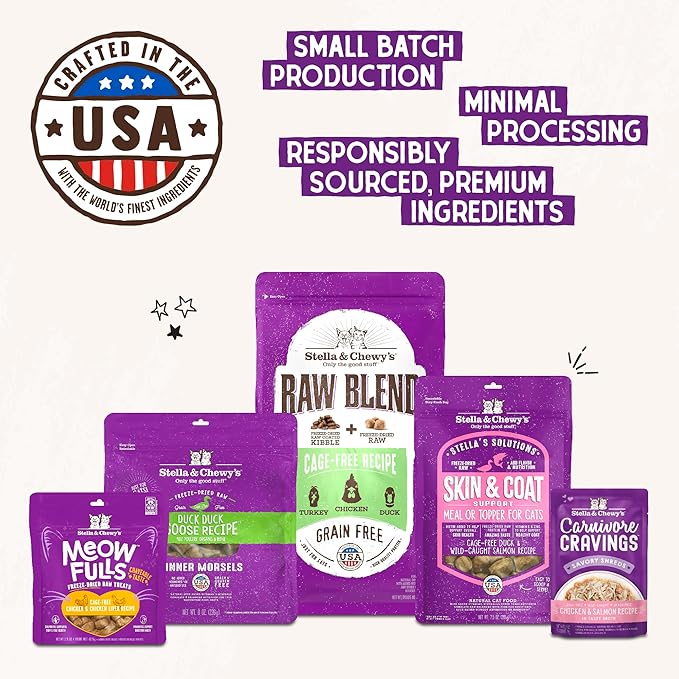 Stella & Chewy's Freeze-Dried Raw Cat Dinner Morsels - Premium Salmon & Chicken Recipe with 98% Wild-Caught & Cage-Free Protein - Natural Grain-Free Cat & Kitten Food - Made in USA - 1 oz (Pack of 6)