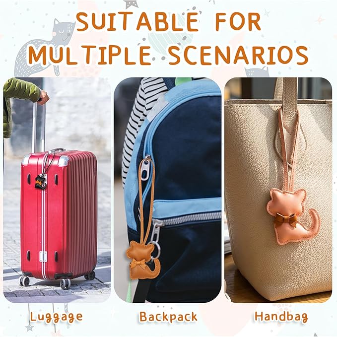 CZFSWT 3PCS Cat Bag Charm Set, Purse Charm, Leather Bag Charms Suitable for Handbags, Backpacks and Keys, Gift for Cat Lovers