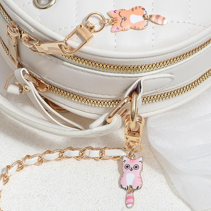 Nogeqi 7 Pcs Cat Keychain, Cute Cats Charms, Kawaii Cat Key Chains, Kitty Keyring, Cats Accessories for Women Car Keys Purse