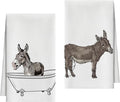 Bath Towels Set of 2, Cute Funny Donkey Dish Towel for Bathroom Spa Kitchen, Bathing Donkey Decorative Hand Towels, Fast Drying Tea Towel, Farmhouse Housewarming Xmas Gifts for Women Mom -B26