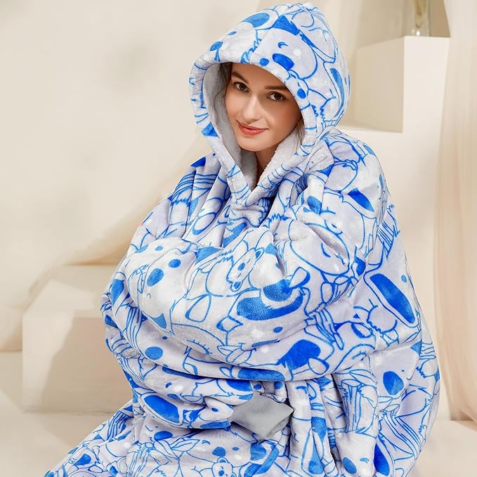 Narecte Cozy Oversized Blanket Hoodie Wearable Blanket Adults Soft Hooded Blanket Hoodie Birthday Gifts for Women Christmas