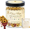 Bible Verse Jar for Mom — Dear Mom God Says You Are, 60 Daily Scripture Encouragement Cards, Sunflower Affirmation Jar, Christian Mothers Day Gift from Daughter Son
