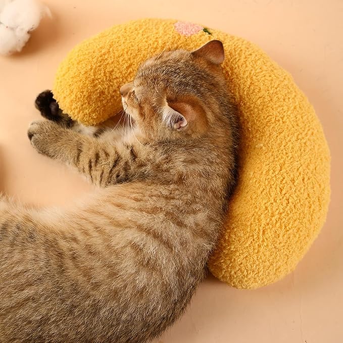 Les Arbres Fair Little Pillow for Cats, Ultra Soft Fluffy Pet Calming Toy Half Donut Cuddler for Joint Relief Sleeping Improve Machine Washable