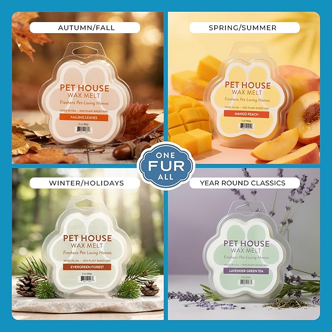 Pet House Lavender Green Tea, Fresh Citrus Scented Wax Melts - Long-Lasting Plant Based Soy Wax Melts Pet Friendly Pack of 2