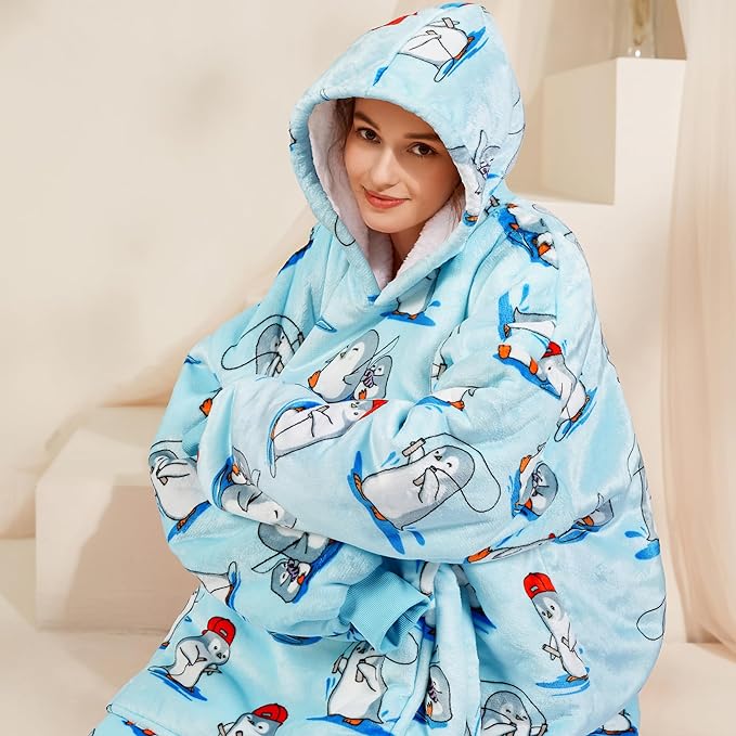 Narecte Cozy Oversized Blanket Hoodie Wearable Blanket Adults Soft Hooded Blanket Hoodie Birthday Gifts for Women Christmas