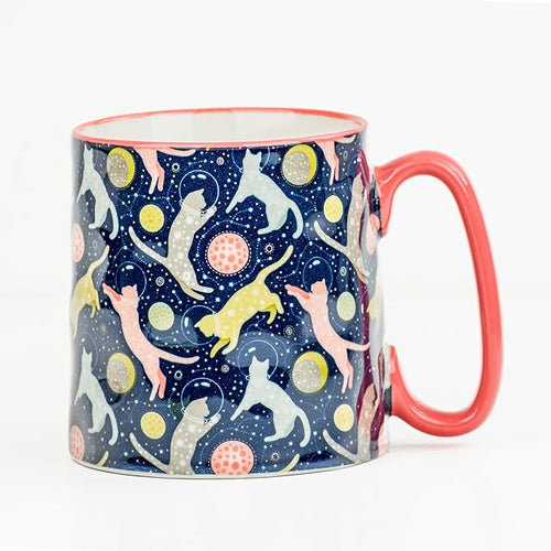 10 Strawberry Street Bella Mug, Cats in Space, Set of 4