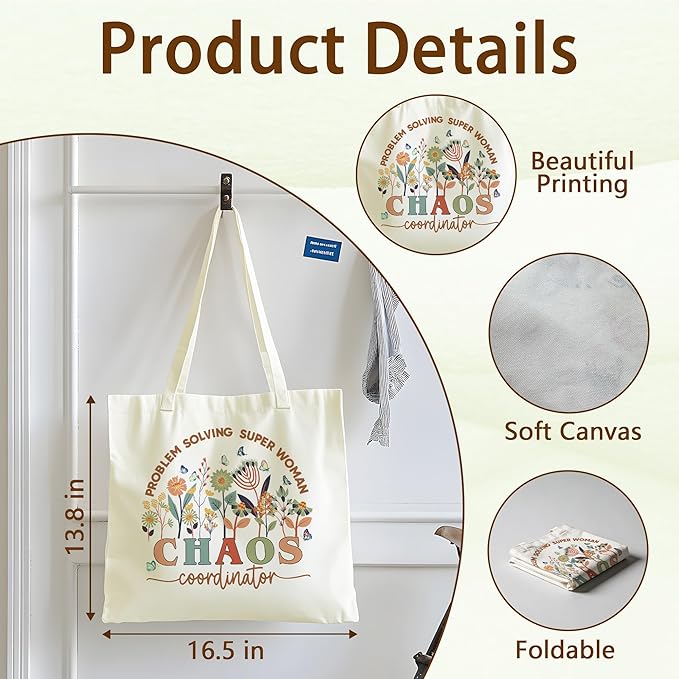 Tote Bag For Women Man, Reusable Work Shopping Grocery Shoulder Bags