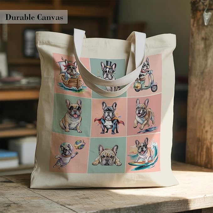 Pets Lover Gifts Tote Bag for Women, Dogs Cats Bee Aesthetic Canvas Bag with Inner Pocket