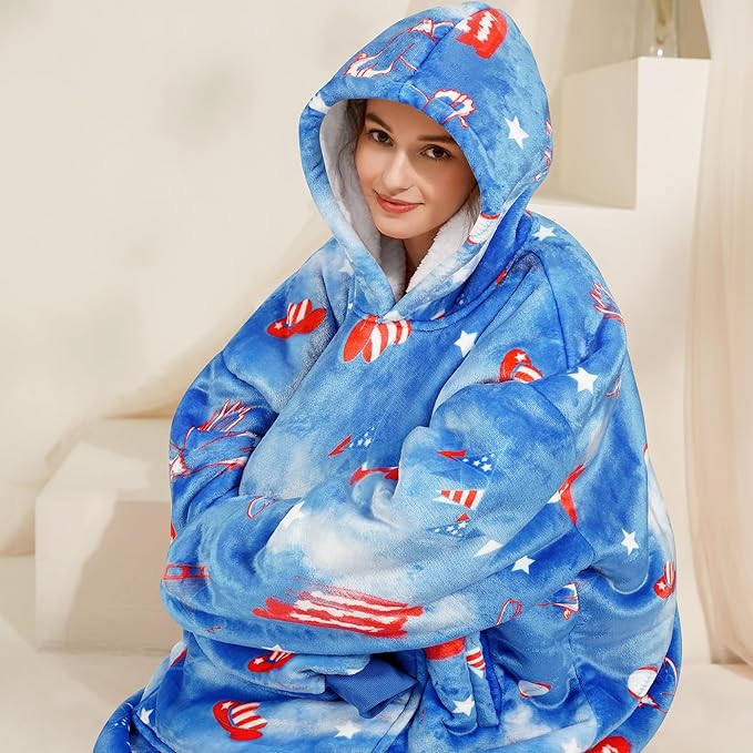 Narecte Cozy Oversized Blanket Hoodie Wearable Blanket Adults Soft Hooded Blanket Hoodie Birthday Gifts for Women Christmas
