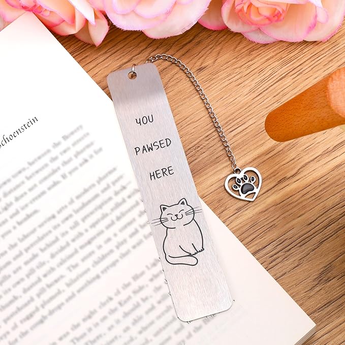 Cute Cat Bookmark, Aesthetic Book Marker Animal Funny Adorable Reading Accessories for Book Lovers Cat Lovers Men Women Teens Boys Girls Gift