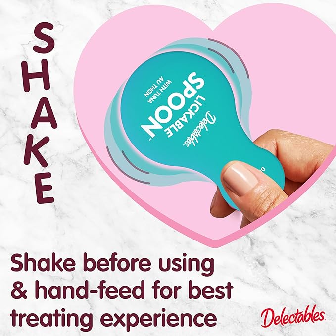 Delectables Lickable Spoon Handheld Wet Cat Treats Made with Real Tuna, Quick & Easy Creamy Puree, Mess Free, Grain-Free, No Added Fillers, No By-Products, No Added Preservatives, Tuna 96ct