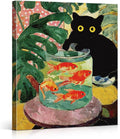 Vintage Cat Goldfish Wall Art Decor Funny Botanical Kitten Print Picture Cat Lover Gifts Wall Decor for Home Living Room 8x10 Inch Canvas Framed