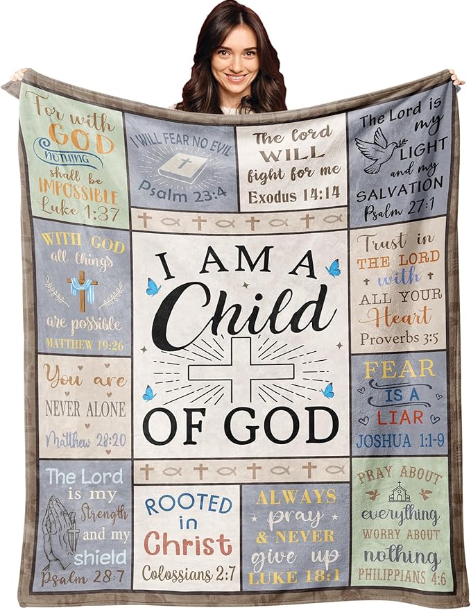 XALAZY Christian Gifts for Women, Religious/Inspirational Gifts for Women, Gifts for Christians, Baptism/Confirmation/Catholic Gifts for Girls/Sister/Friend, Christian Blanket 50" X 60"